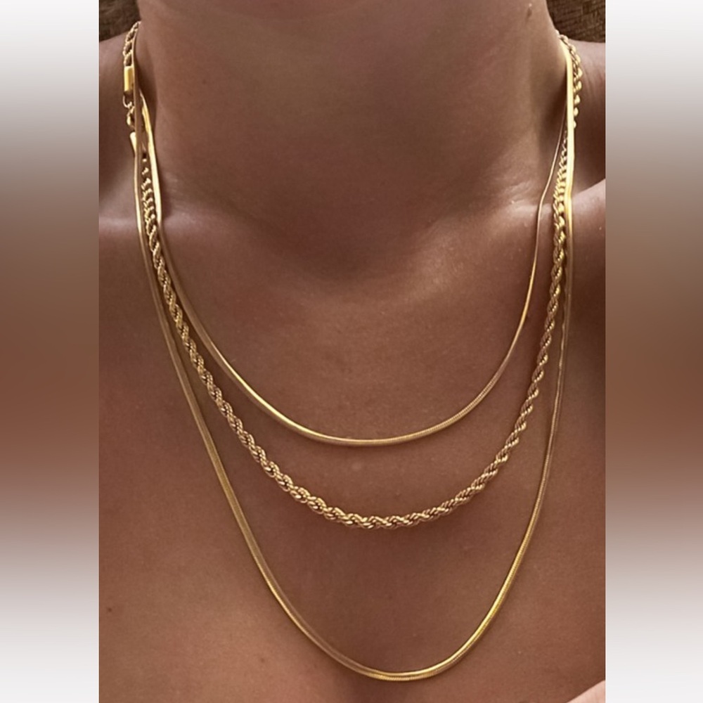 Sample Sale 18K Gold Dipped Triple Layered Necklace Boho Chic,  Statement Piece